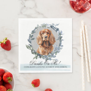 Drinks on Me! Cocker Spaniel Dog Pet Wedding Napkin