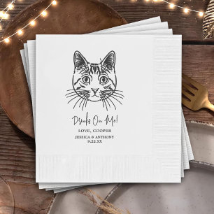 Drinks On Me Custom Cat Hand Drawing Wedding Napkin