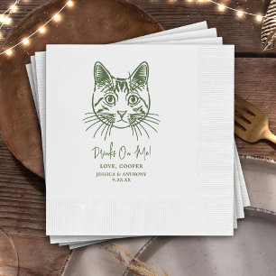 Drinks On Me Custom Cat Hand Drawing Wedding Napkin