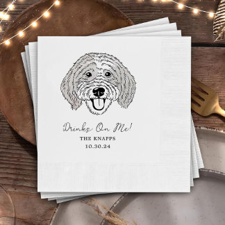 Drinks On Me Custom Dog Drawn Wedding Napkin