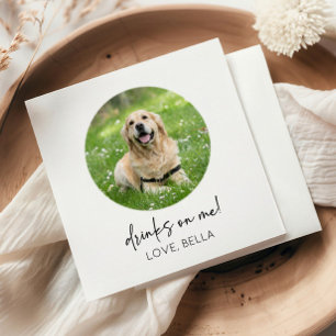 Drinks On Me! Custom Picture Dog Cat Pet Wedding Napkin
