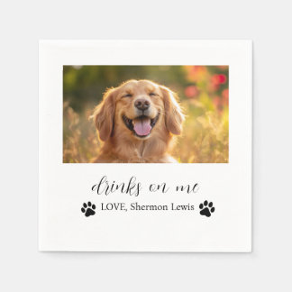 Drinks on Me Cute Fun Photo Dog Wedding Napkins