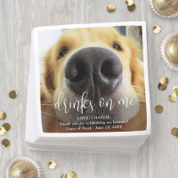 Drinks on Me Cute Funny Dog Photo Overlay Wedding