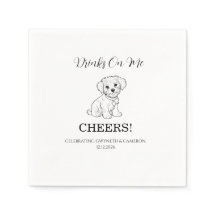Drinks on Me Cute Photo Dog Pet Napkin for wedding