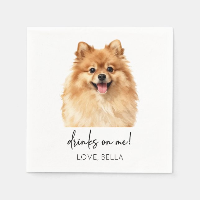 Drinks On Me! Dog Wedding Napkin (Front)