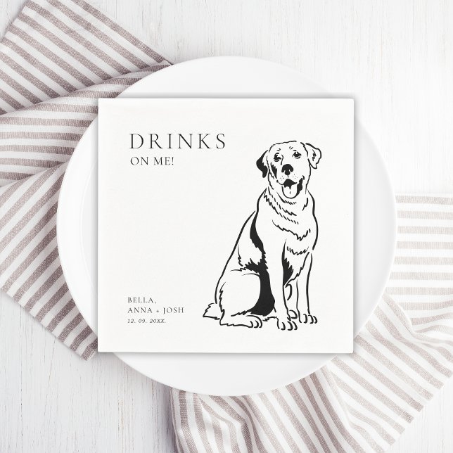 Drinks on Me Dog Wedding Napkin (drinks on me dog wedding napkins)