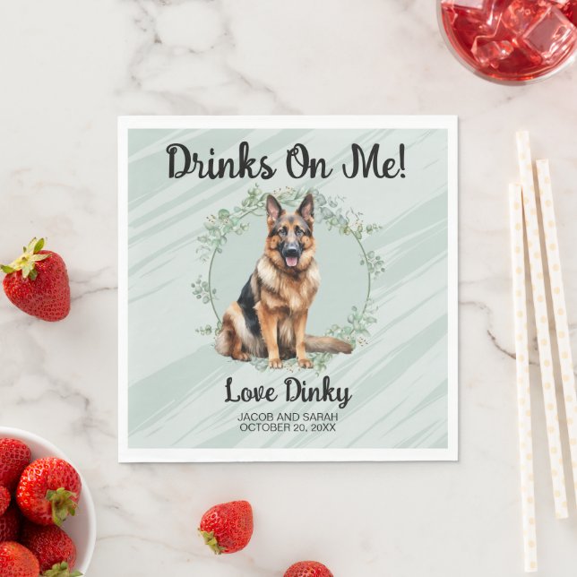 Drinks On Me! German Shepherd Dog Pet Napkin (Insitu)