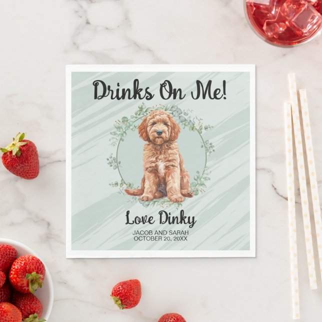 Drinks On Me! Goldendoodle Dog Napkin (Insitu)