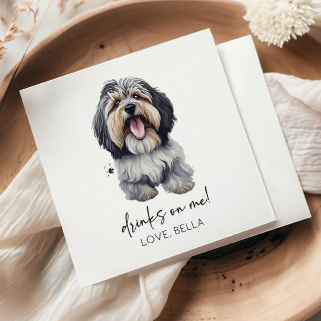 Drinks On Me! Havanese Dog Wedding Napkin (Creator Uploaded)