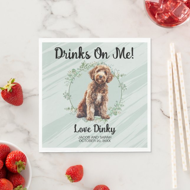 Drinks On Me! Labradoodle Dog Pet Napkin (Insitu)