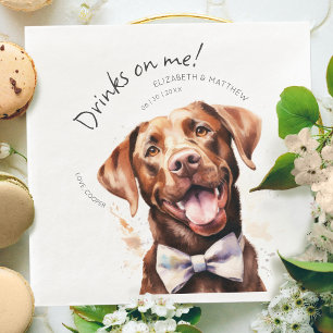 Drinks On Me Labrador Watercolor Fun Dog Pet Napkin