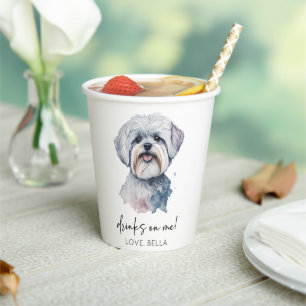 Drinks On Me! Maltese Dog Pet Wedding Paper Cups