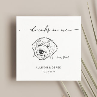 Drinks on Me Modern Cute Pet Dog Lovers Wedding Napkin
