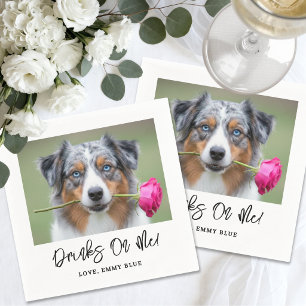 Drinks On Me Modern Pet Dog Photo Wedding Napkin