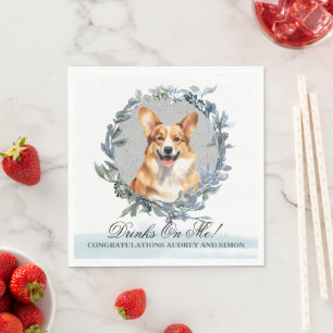 Drinks On Me! Pembroke Welsh Corgi Dog wedding pet Napkin