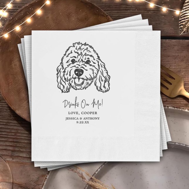 Drinks On Me Pets Custom Hand Drawing Wedding Napkin (Creator Uploaded)