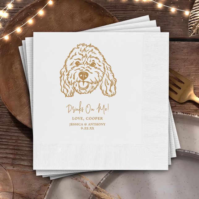 Drinks On Me Pets Custom Hand Drawing Wedding Napkin (Creator Uploaded)