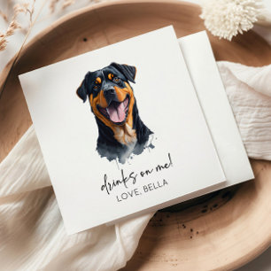 Drinks On Me! Rottweiler Dog Pet Wedding Napkin