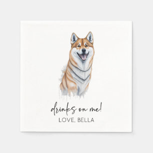 Drinks On Me! Shiba Inu Dog Pet Wedding Napkin