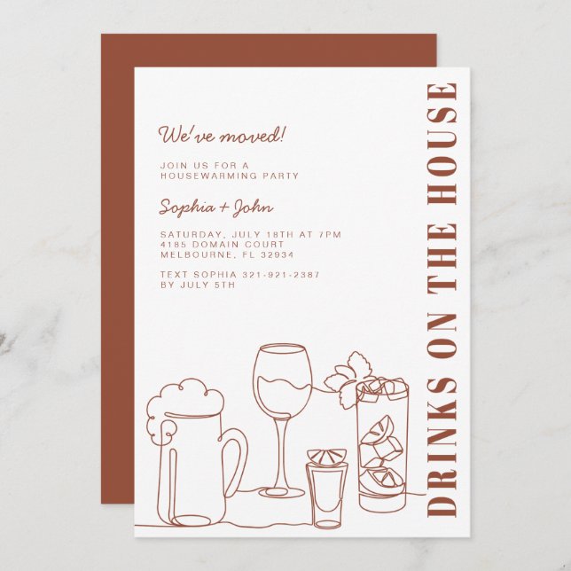 Drinks On The House Housewarming Party Invitation (Front/Back)