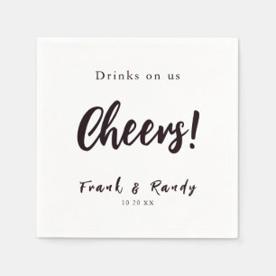 Drinks On Us Cheers Simple Minimalist Wedding Napkin