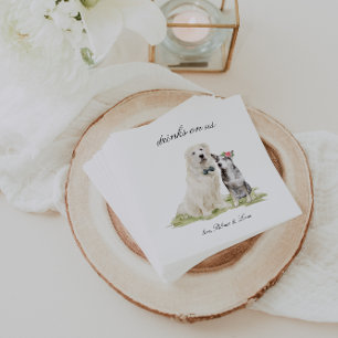 Drinks On Us   Cute Pet Dog Wedding Napkin