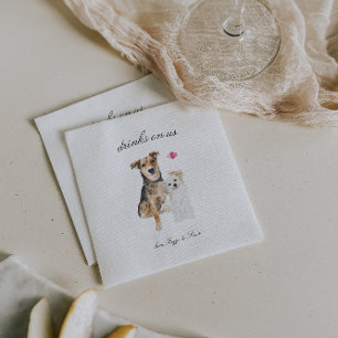 Drinks On Us   Cute Pet Dog Wedding Napkins