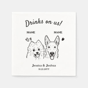 Drinks On Us Dog Wedding Cocktail Napkin