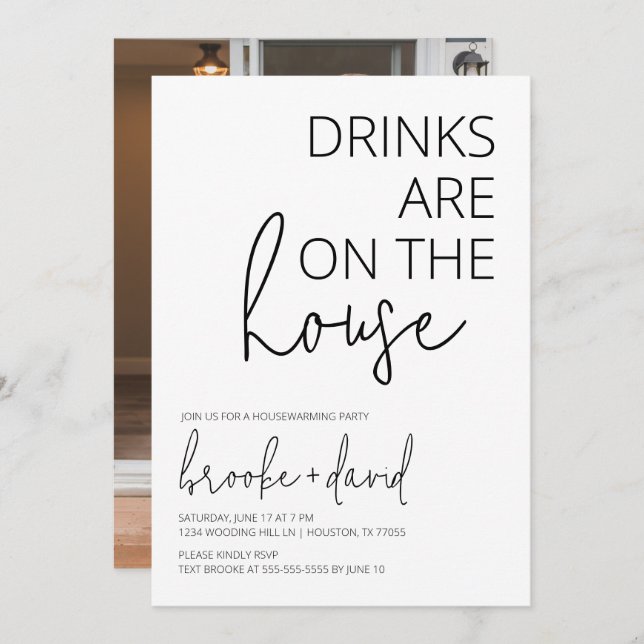Drinks On Us Housewarming Invitation  (Front/Back)
