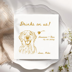 Drinks On Us Minimalist Funny Dog Simple Wedding Napkin
