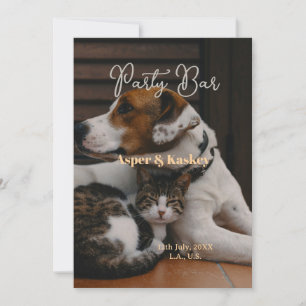 Drinks on us open bar pet photo wedding couple dat invitation