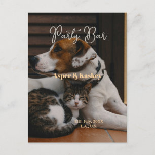Drinks on us open bar pet photo wedding couple dat postcard