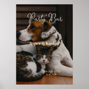 Drinks on us open bar pet photo wedding couple dat poster