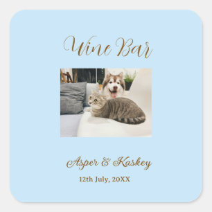 Drinks on us open bar pet photo wedding couple dat square sticker