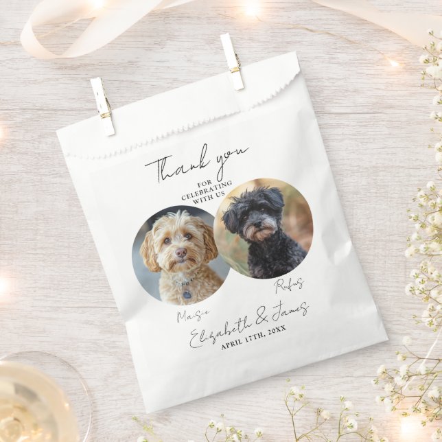 Drinks On Us Pet Dog 2 Photo Wedding Favour Bag (Clipped)