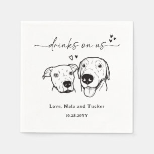 Drinks On Us Retriever Terrier Dog Wedding Napkin