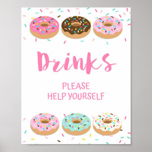 Drinks Please Help Yourself Pink Doughnut Shower S Poster