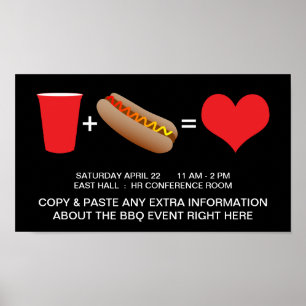 drinks plus hot dogs equals love poster