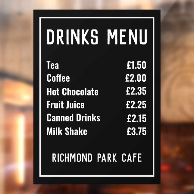 Drinks & Refreshments Price List (Creator Uploaded)