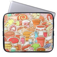 Drinks, seafood, snacks, seamless pattern