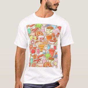 Drinks, seafood, snacks, seamless pattern T-Shirt