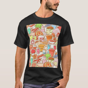 Drinks, seafood, snacks, seamless pattern T-Shirt