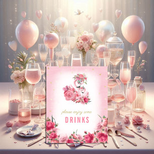 Drinks Sign Baby Shower Pink Flamingo Ballerina