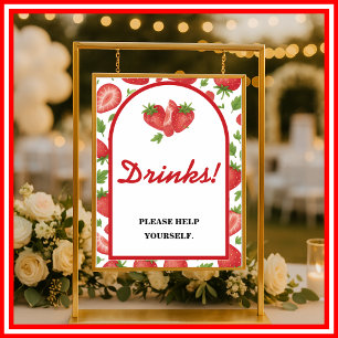 Drinks Sign Strawberry Berry Sweet Baby Shower