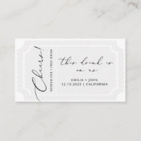 Drinks Ticket Modern Calligraphy Wedding card