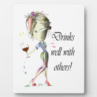 Drinks well with others, funny Wine art