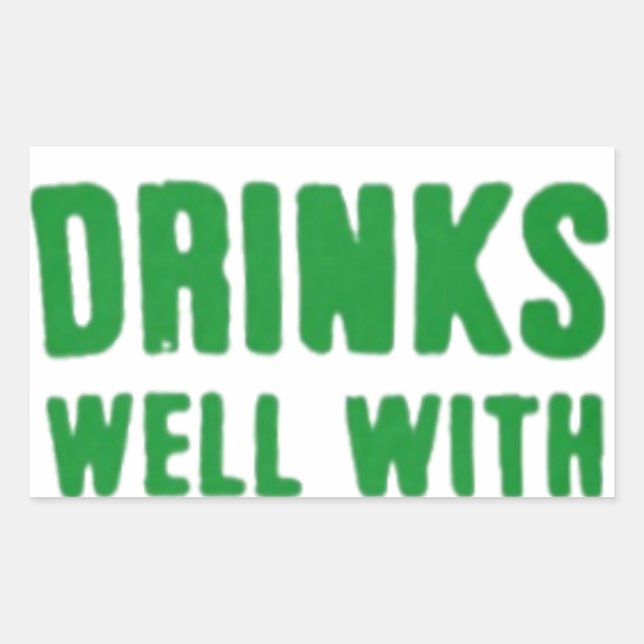 Drinks Well With Others St. Patrick's Day Tee Rectangular Sticker (Front)