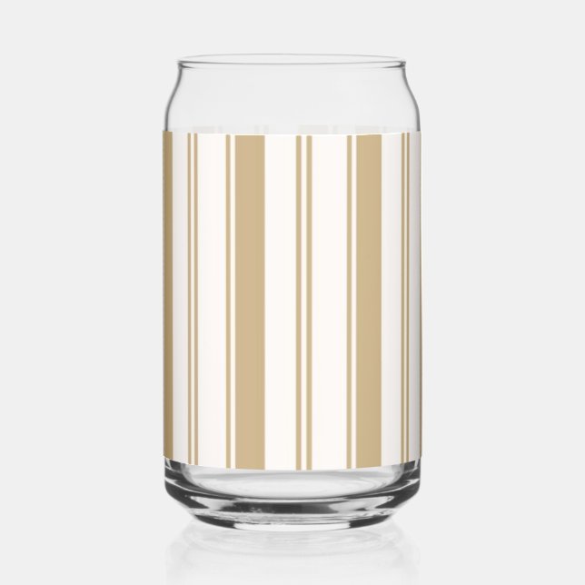 Drinkware Set Beige & White Stripe Can Glass (Front)