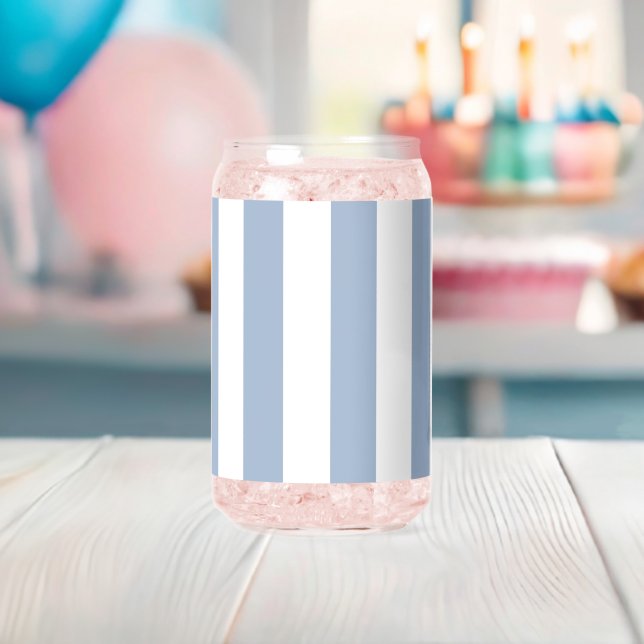 Drinkware Set Blue & White Stripe Can Glass (Insitu (Baby Shower))