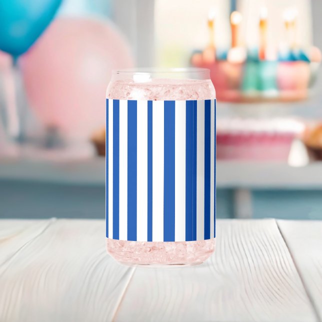 Drinkware Set Blue & White Stripe Can Glass (Insitu (Baby Shower))